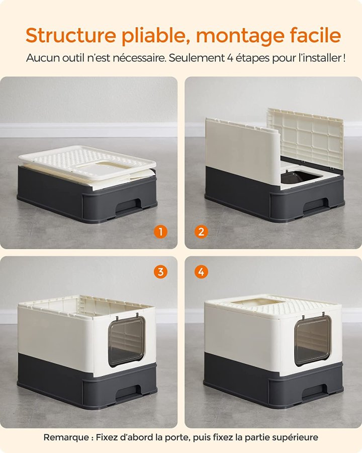 FEANDREA lukket kattebakke, m. aftagelig bakke, skovl, brste, anti-lkage - beige og sort stl