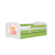 Babydreams juniorseng m bamse/sommerfugle, m. madras, sengehest, skuffe - hvid/grn laminat (160x80)