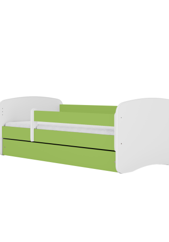 Babydreams juniorseng m bamse/sommerfugle, m. madras, sengehest, skuffe - hvid/grn laminat (160x80)