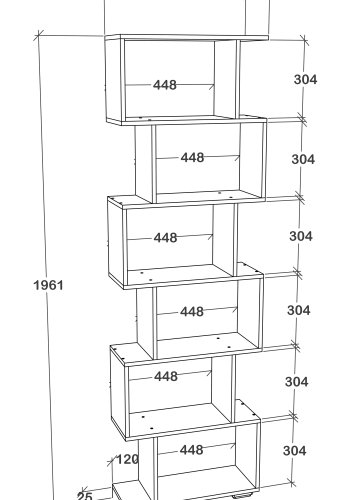 VCM NORDIC Palusa L reol, m. 6 rum - natur tr