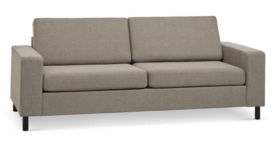 Pan 2,5 pers. sofa - antelope beige polyester stof og sort tr