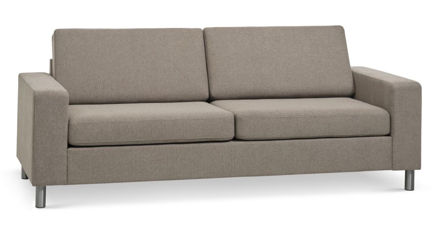 Pan 2,5 pers. sofa - antelope beige polyester stof og brstet aluminium