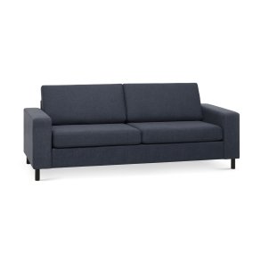 Pan 2,5 pers. sofa - bl polyester stof og sort tr