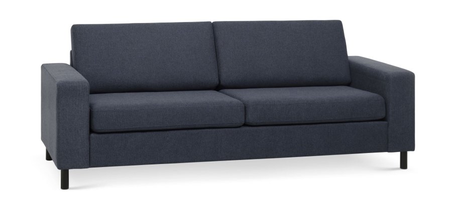 Pan 2,5 pers. sofa - bl polyester stof og sort tr