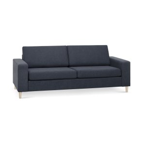 Pan 2,5 pers. sofa - bl polyester stof og natur tr