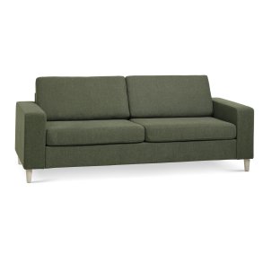 Pan 2,5 pers. sofa - vinter mosgrn polyester stof og natur tr