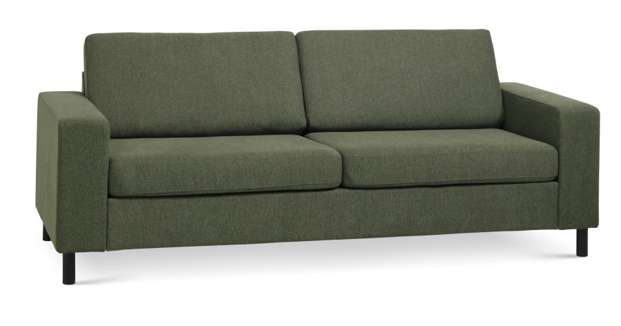 Pan 2,5 pers. sofa - vinter mosgrn polyester stof og sort tr
