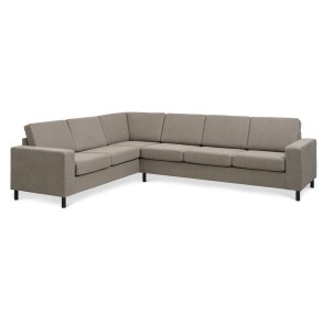 Pan set 7 corner hjrnesofa - antelope beige polyester stof og sort tr