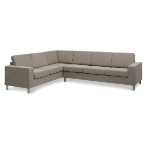 Pan set 7 corner hjrnesofa - antelope beige polyester stof og brstet aluminium
