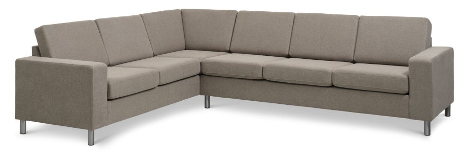 Pan set 7 corner hjrnesofa - antelope beige polyester stof og brstet aluminium