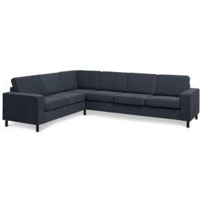 Pan set 7 corner hjrnesofa - bl polyester stof og sort tr