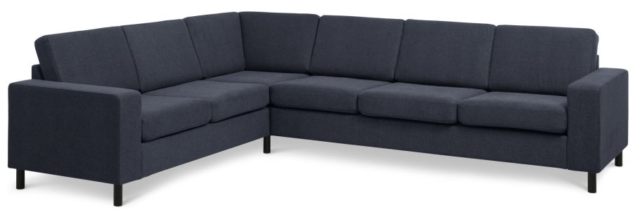 Pan set 7 corner hjrnesofa - bl polyester stof og sort tr