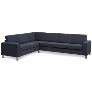 Pan set 7 corner hjrnesofa - bl polyester stof og brstet aluminium