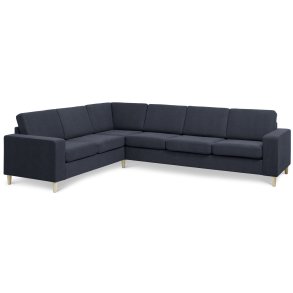 Pan set 7 corner hjrnesofa - bl polyester stof og natur tr