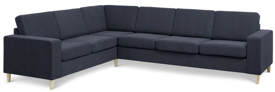 Pan set 7 corner hjrnesofa - bl polyester stof og natur tr