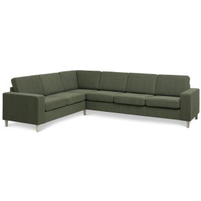 Pan set 7 corner hjrnesofa - vinter mosgrn polyester stof og natur tr