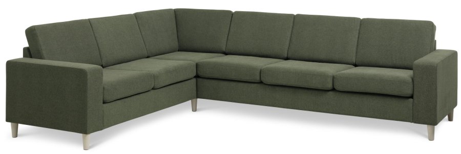 Pan set 7 corner hjrnesofa - vinter mosgrn polyester stof og natur tr