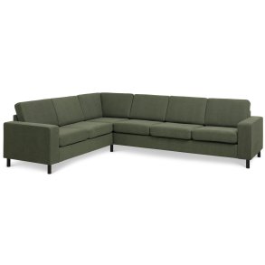 Pan set 7 corner hjrnesofa - vinter mosgrn polyester stof og sort tr