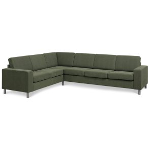 Pan set 7 corner hjrnesofa - vinter mosgrn polyester stof og brstet aluminium