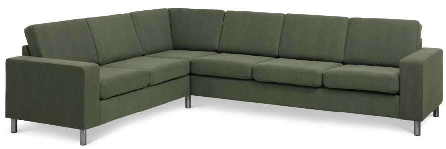 Pan set 7 corner hjrnesofa - vinter mosgrn polyester stof og brstet aluminium