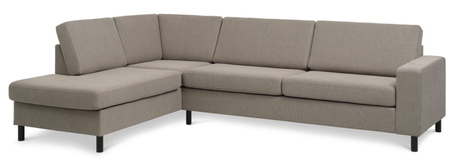 Pan set 2 OE left sofa med chaiselong - antelope beige polyester stof og sort tr