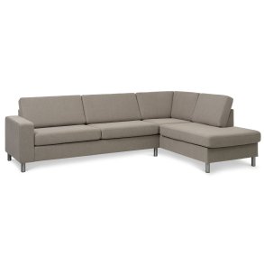 Pan set 3 OE right sofa med chaiselong - antelope beige polyester stof og brstet aluminium