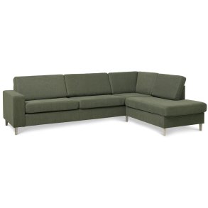 Pan set 3 OE right sofa med chaiselong - vinter mosgrn polyester stof og natur tr