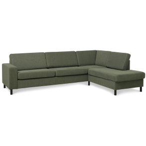 Pan set 3 OE right sofa med chaiselong - vinter mosgrn polyester stof og sort tr