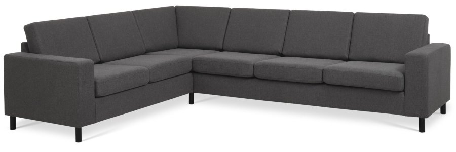 Pan set 7 corner hjrnesofa - antracitgr polyester stof og sort tr