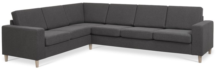 Pan set 7 corner hjrnesofa - antracitgr polyester stof og natur tr