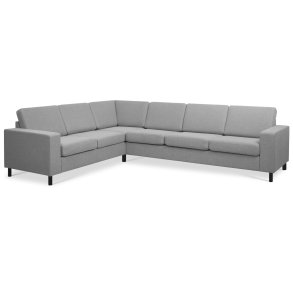 Pan set 7 corner hjrnesofa - gr polyester stof og sort tr