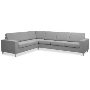 Pan set 7 corner hjrnesofa - gr polyester stof og natur tr
