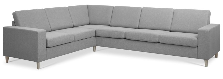 Pan set 7 corner hjrnesofa - gr polyester stof og natur tr