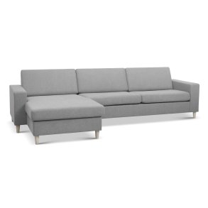 Pan set 8 3D XL sofa, m. chaiselong - gr polyester stof og natur tr