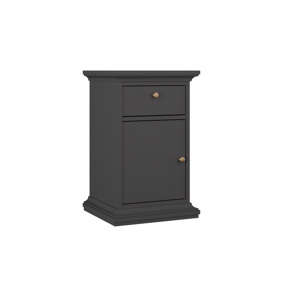 TVILUM Paris natbord, m. 1 lge, 1 skuffe, 1 hylde - mat gr folie/spnplade (43.6x40)