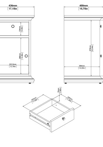 TVILUM Paris natbord, m. 1 lge, 1 skuffe, 1 hylde - mat gr folie/spnplade (43.6x40)