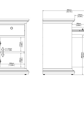 TVILUM Paris natbord, m. 1 lge, 1 skuffe, 1 hylde - mat gr folie/spnplade (43.6x40)