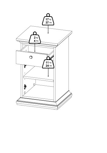 TVILUM Paris natbord, m. 1 lge og 1 skuffe - hvid folie/spnplade (43.6x40)
