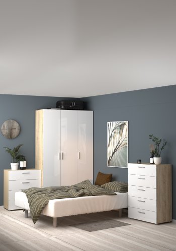 TVILUM Pepe Garderobeskab 3 lgerr - ParcelEg struktur Hvid hjglans