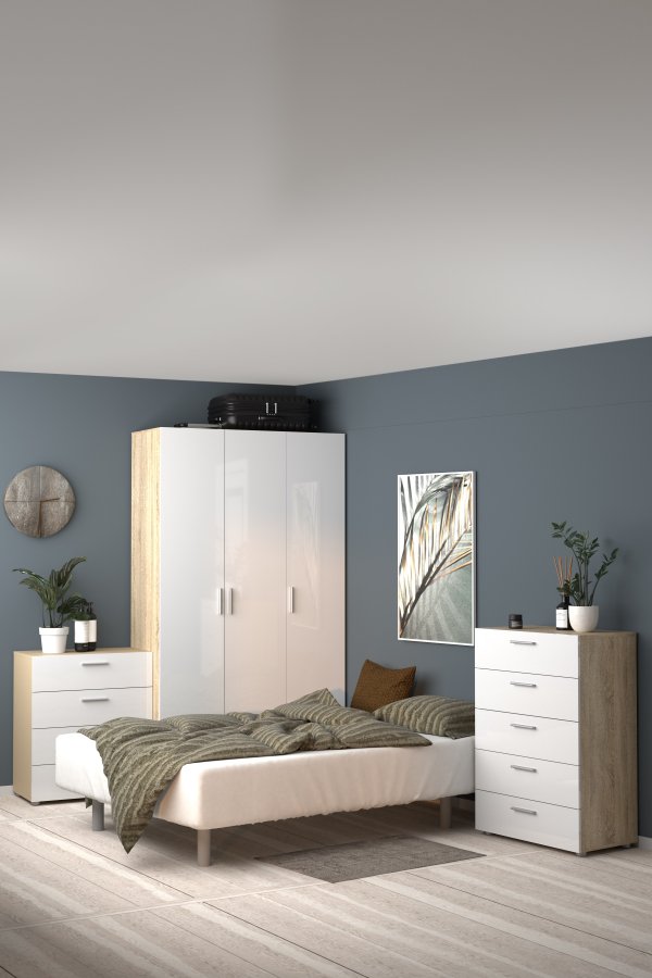 TVILUM Pepe Garderobeskab 3 lgerr - ParcelEg struktur Hvid hjglans