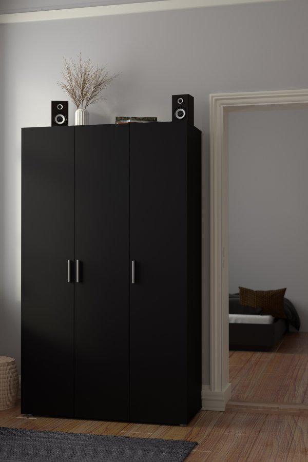 TVILUM Pepe Garderobeskab 3 lgerr - ParcelMatt Black Matt Black