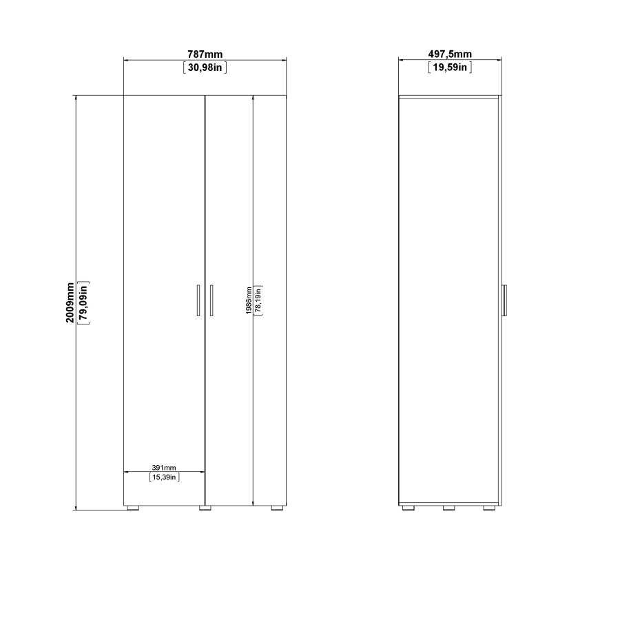 TVILUM Pepe Garderobeskab 2 lger - ParcelMatt Black Matt Black