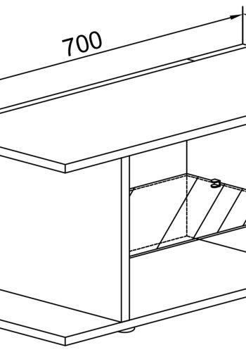 VCM NORDIC Plexalo L TV-bord, m. 1 glashylde - gr tr (70x30)