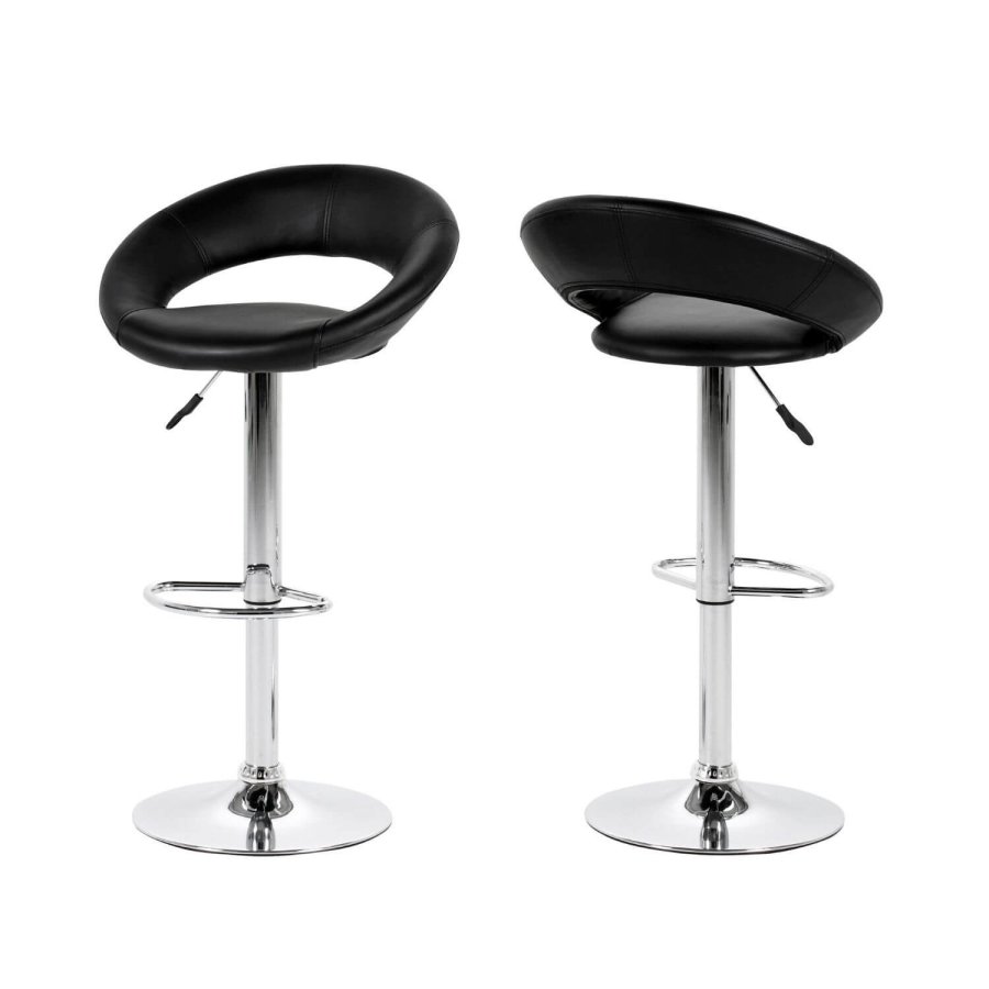 ACT NORDIC Plump barstol - sort kunstlder/krom, med gaspatron