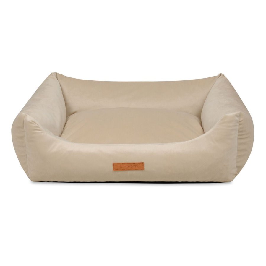 ANIMOOD Alex hundeseng, rektangulr - beige fljl stof (66x79)