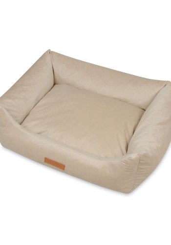 ANIMOOD Alex hundeseng, rektangulr - beige fljl stof (66x79)