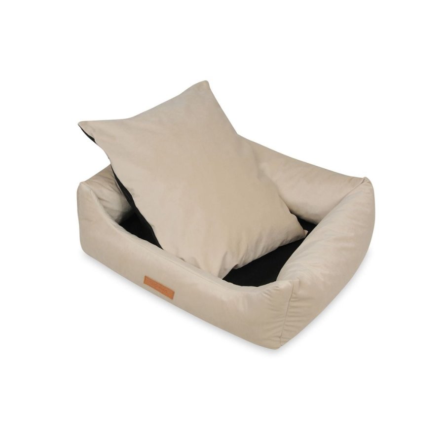 ANIMOOD Alex hundeseng, rektangulr - beige fljl stof (66x79)