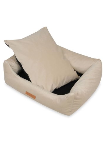 ANIMOOD Alex hundeseng, rektangulr - beige fljl stof (69x90)