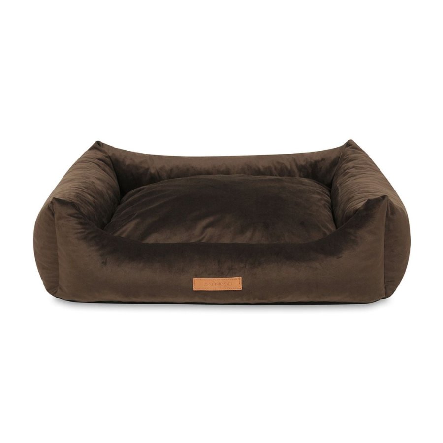 ANIMOOD Alex hundeseng, rektangulr - brun fljl stof (69x90)