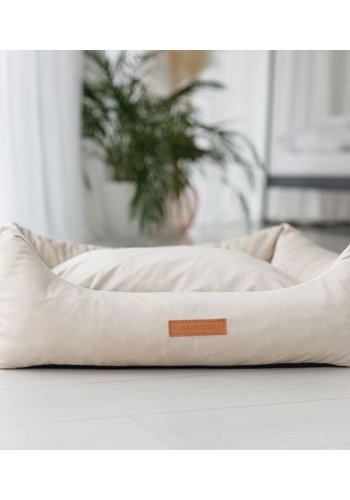 ANIMOOD Alex hundeseng, rektangulr - beige fljl stof (66x79)